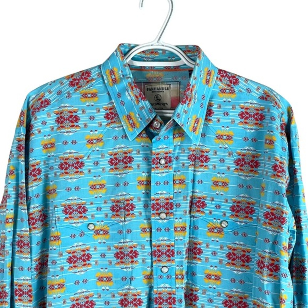 Panhandle Slim Rough Stock Mens Pearl Snap Western Shirt Southwest Aztec Large - Picture 2 of 6